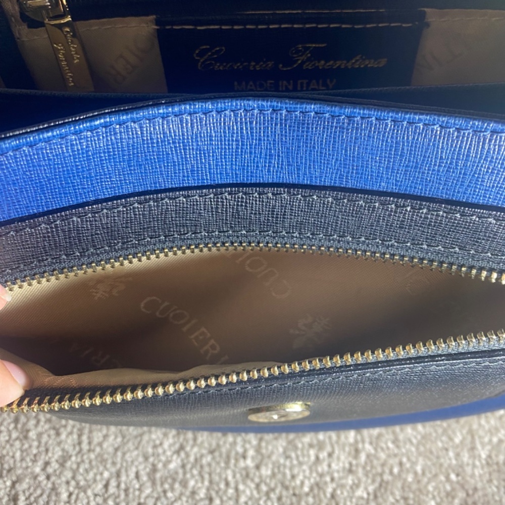 Navy Blue Cuoieria Fiorentina leather Crossbody Bag Italy - Picture 13 of 16